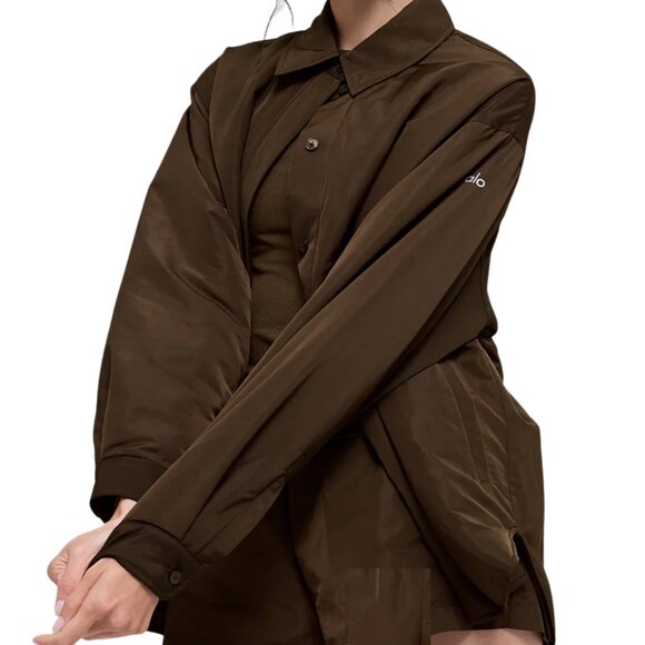 NWT ALO Socialite Shacket Espresso XS Lightweight Unisex Layering Jacket - Picture 2 of 10